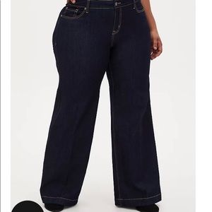 Torrid High Rise Dark Wash Wide Leg Jeans 12 Short